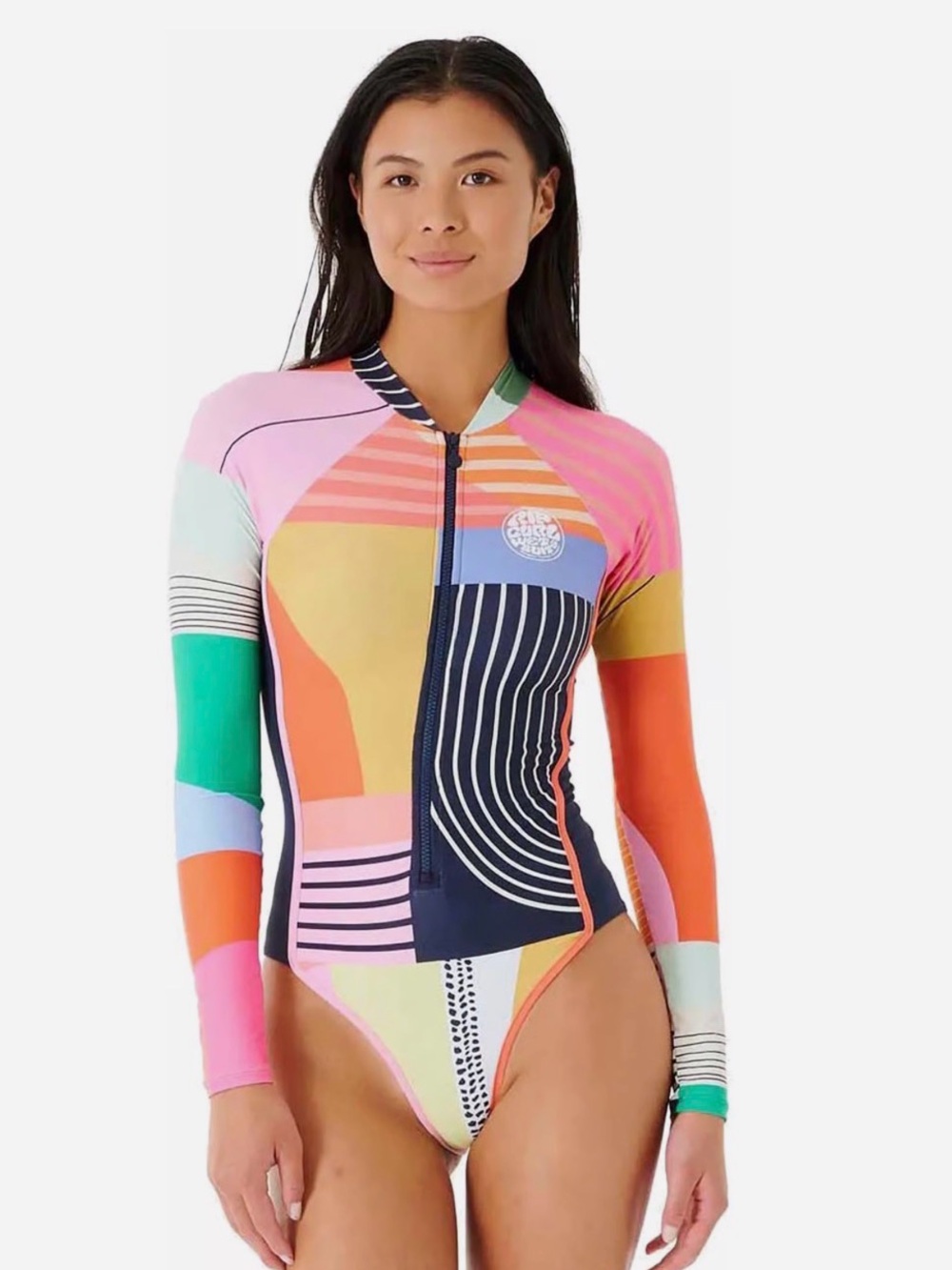 Rip Curl Multicolor Geo-Print Long Sleeve One Piece Swimsuit XXS